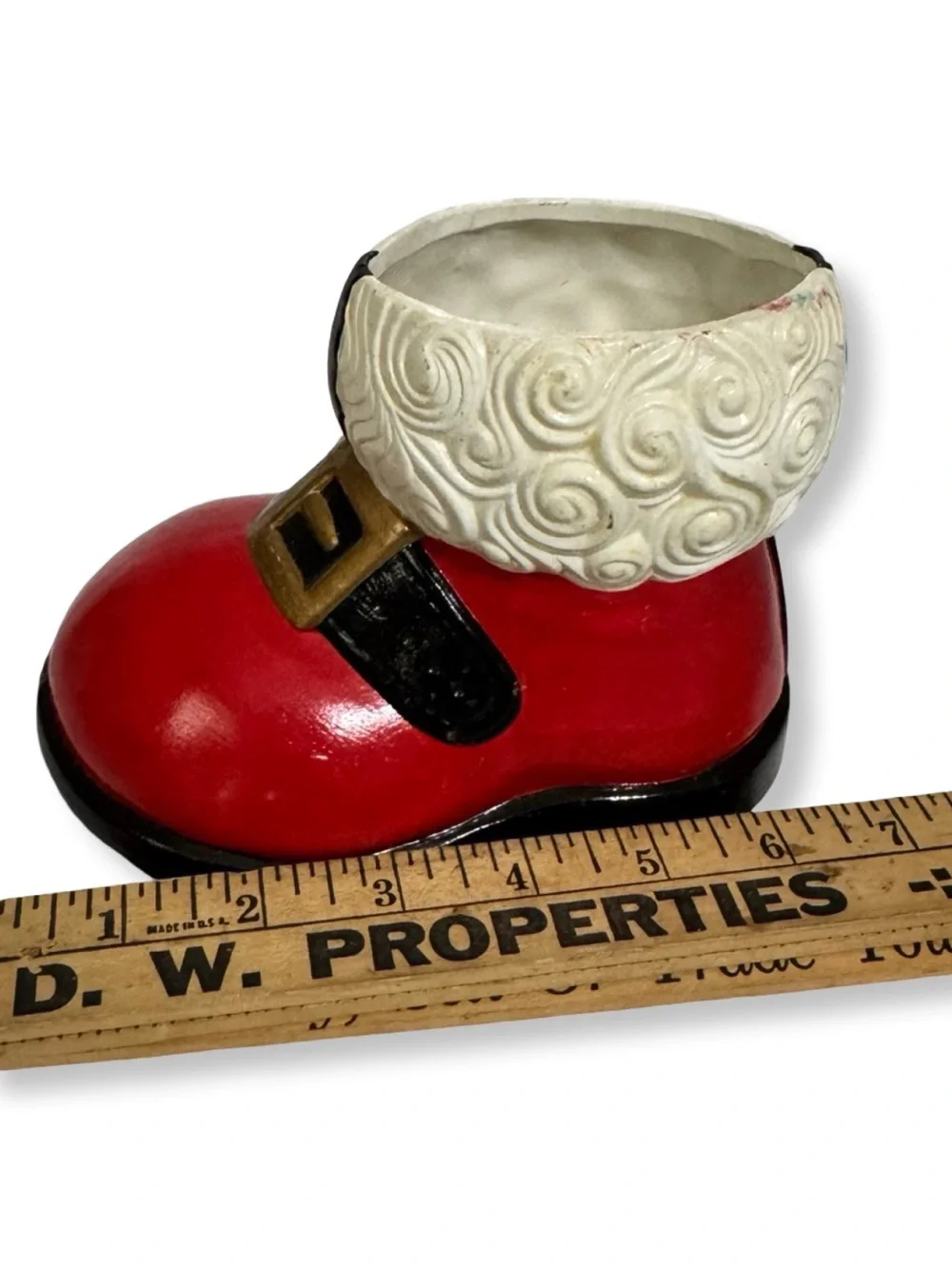 Vintage Santa Red Boot Ceramic Planter Christmas Decor